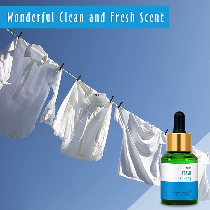 Fresh Laundry Fragrance Oil, MitFlor Single Scented Oil, Large Size Premium Grade Fragrance Oil for Soap & Candle Making, Aromatherapy Diffuser Oil, Refreshing Lemony Scent for Home Fragrance, 30 ml