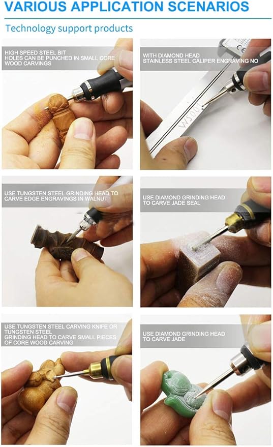 Rechargeable cordless Electric Micro Engraver Pen Mini DIY Engraving Tool Kit for Metal Glass Ceramic Plastic Wood Jewelry with 30 Bits and 16 Stencils and 1 Scriber Pen (silver)