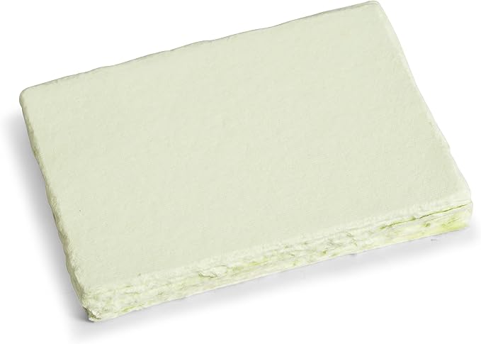 Wanderings Thick Handmade Deckled Edge Cotton Paper - Cold Pressed Texture - Paint, Watercolor, Drawing, Writing, Cards, Invitations, Menus, Save The Date, Arts and Crafts, 25 Pack Green 300gsm, 5x7