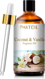 PHATOIL Coconut Vanilla Fragrance Oils for Aromatherapy, 3.38FL.OZ Diffuser Oils for Home, Perfect for Aromatherapy, Humidifiers, Yoga, DIY Candle and Soap Making - 100ml