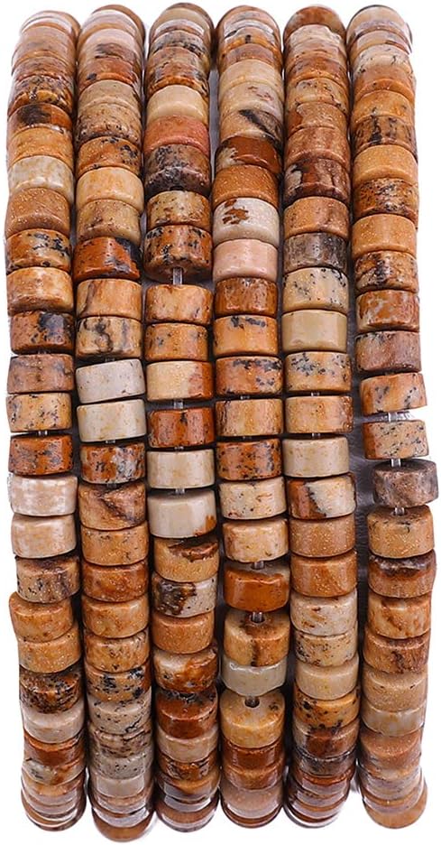 Natural Brown Picture Jasper Spacer Beads Caps Loose Semi Gemstone for Beading Jewelry Making 4mmx2mm 38cm