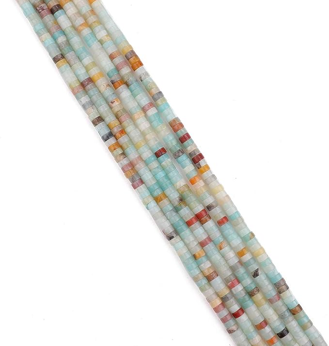 Natural Amazonite Spacer Beads Caps Loose Semi Gemstone for Beading Jewelry Making 4mmx2mm 38cm