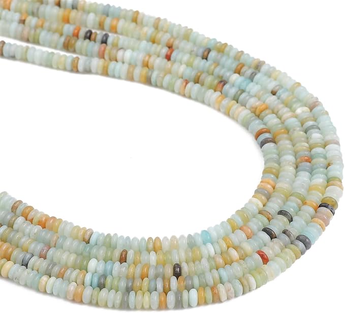 Natural Amazonite Spacer Beads Caps Rondelle Disk Loose Beads for Beading Jewelry Making 4mmx2mm 38cm