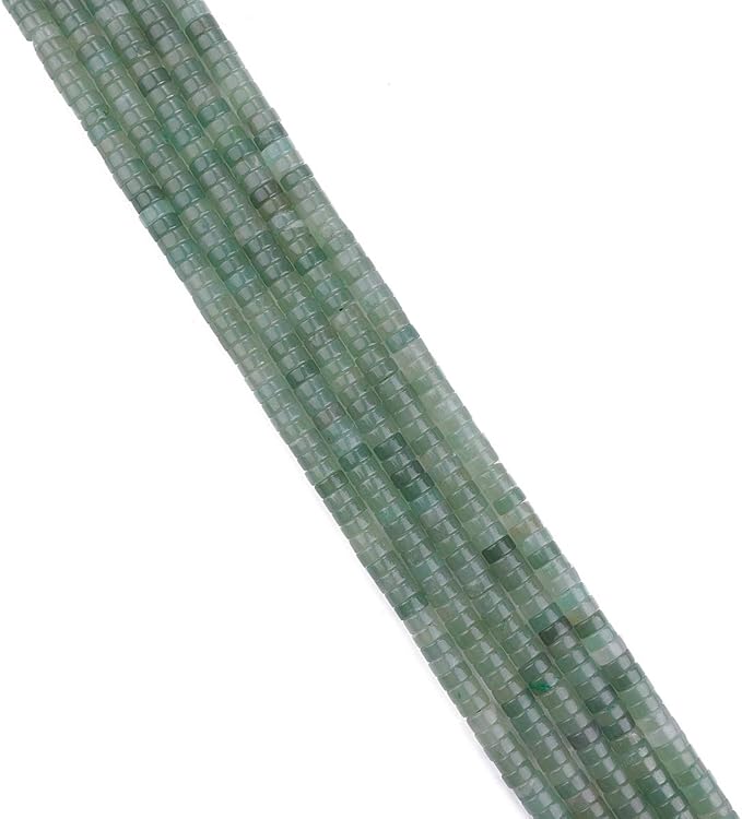 Natural Green Aventurine Spacer Beads Caps Loose Semi Gemstone for Beading Jewelry Making 6mmx3mm 38cm
