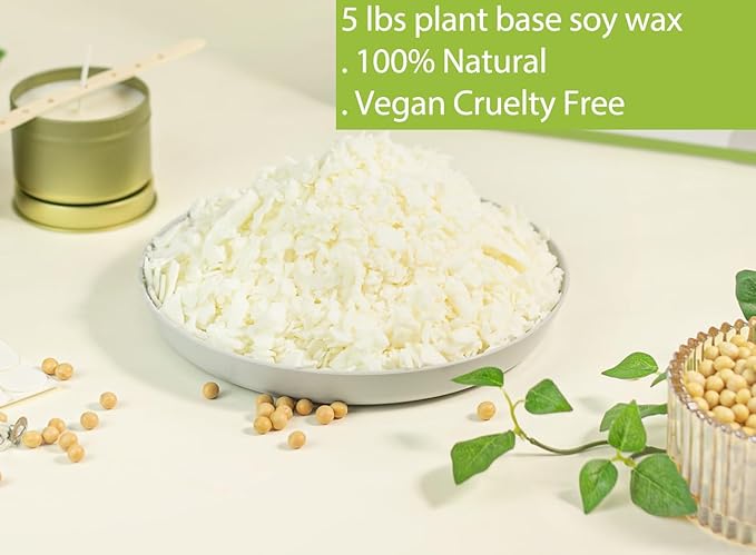 Soy Wax for Candle Making, 5 lb Soy Flakes, Paraffin-Free, Beeswax-Free, with 2X 101oz Wax Melting Pot, Candle Wicks, Wick Stickers, Centering Device