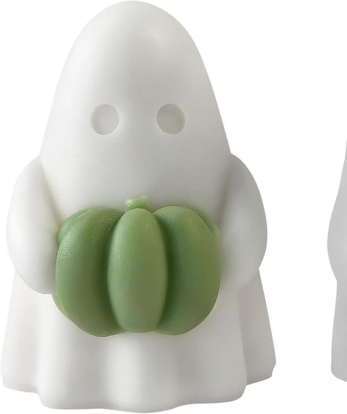 Pumpkin Ghost Cylinder Candle & Resin Mold - Resin Casting Silicone Molds for Home Decor & Candle Making Wave Spiral Mold