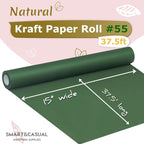 SMART&CASUAL 15" x 450" (37.5') Kraft Paper Roll for Art Craft Supplies Gift Wrapping Moving Packing Kids Painting Drawing Paint Easel Poster Chart Paper (Dark Green, 15" W x 450" L (37.5'))