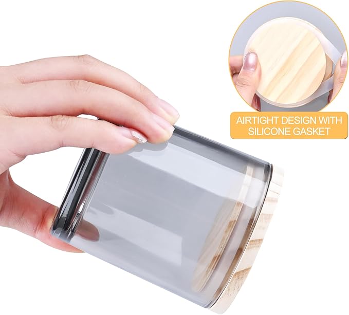 8 OZ Thick Candle Jars for Making Candles 15 Pcs, Gray Empty Jars with Wood Lids for Candle Making, Sample Container,Clear Gray