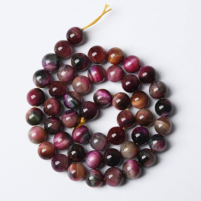 90pcs 4mm Top AAA Natural Tiger Eye Beads for Jewelry Making Rose Red Starry Sky Tiger Eye Stone Round Loose Beads DIY Bracelet Necklace Earrings(Rose Red Starry Sky Tiger Eye, 4mm)