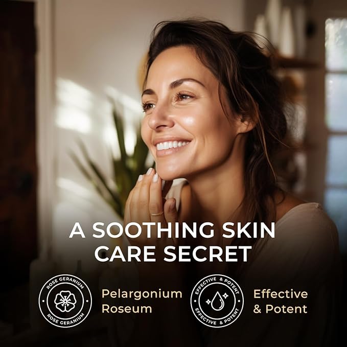 Gya Labs Rose Geranium Essential Oil - 0.34 Fl Oz - for Hair, Skin, Diffuser, Aromatherapy & DIY Candle Making Scent