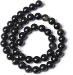 8MM 46PCS Natural Stone Golden Obsidian Loose Spacer Beads for Jewelry Making DIY Bracelet
