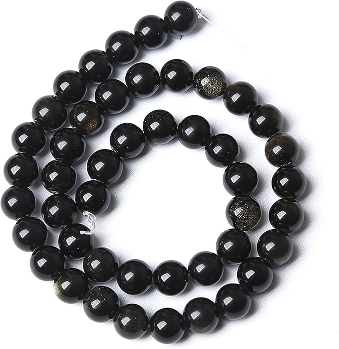 12MM 32PCS Natural Stone Golden Obsidian Loose Spacer Beads for Jewelry Making DIY Bracelet