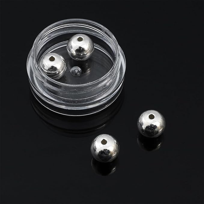 925 Sterling Silver Round Beads 8mm 4pcs for Jewelry Making Findings