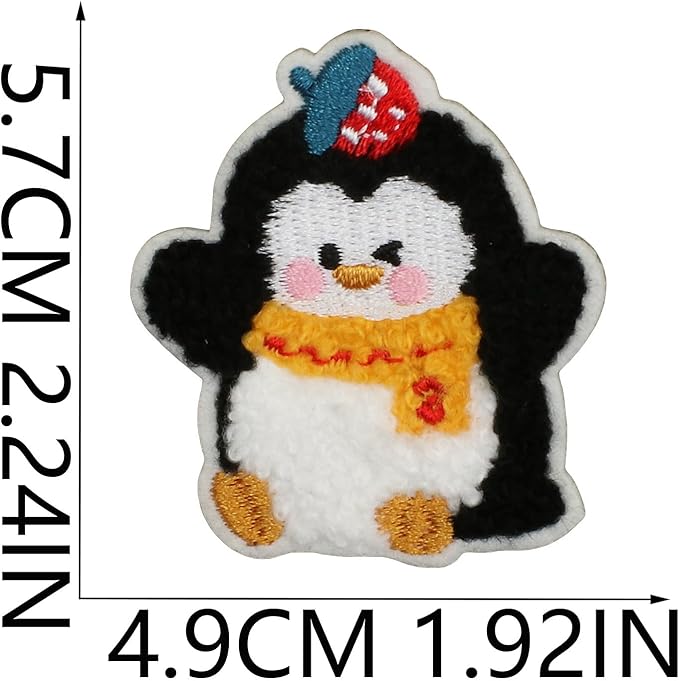 Christmas Penguins Iron on Patches 12Pcs Chenille Embroidery Sew on Stickers Applique for DIY Crafts T Shirt Clothing Jackets Backpacks Jeans Party Decorations Accessories