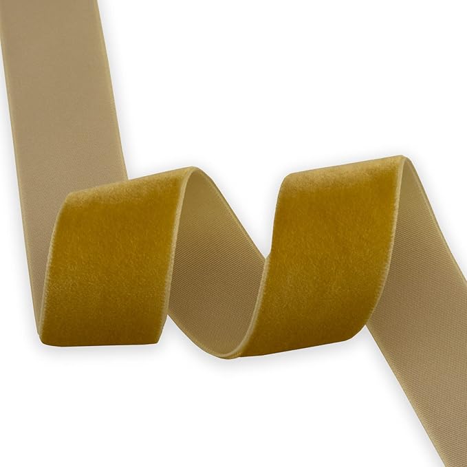 Nylon Velvet Ribbon Single Faced,1 Inch X 25Yards Spool (Gold)