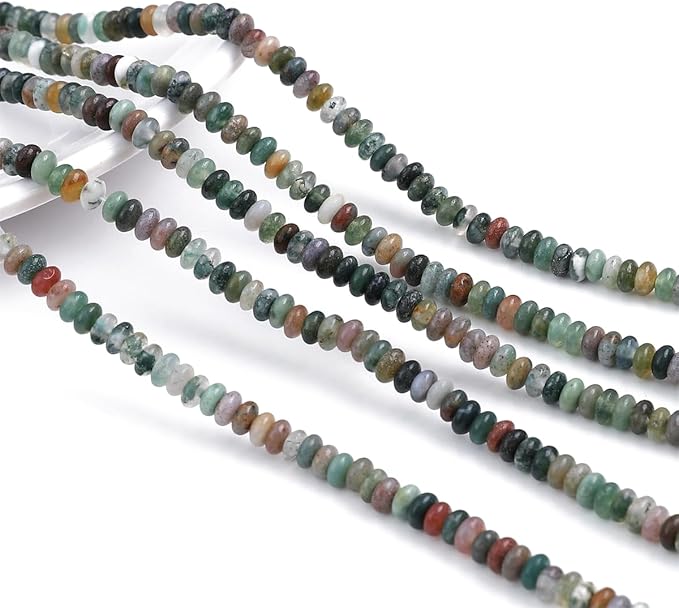 Natural Indian Agate Spacer Beads Caps Rondelle Disk Loose Beads for Beading Jewelry Making 4mmx2mm 38cm