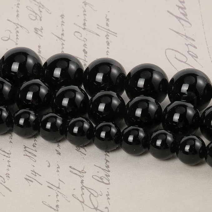 60pcs 6mm Natural Stone Beads Black Onyx Agate Beads Energy Crystal Power Gemstone for Jewelry Making, DIY Bracelet Necklace