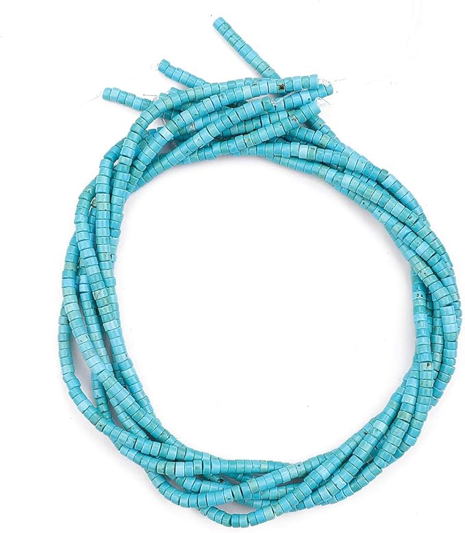 Natural Blue Turquoise Spacer Beads Caps Loose Semi Gemstone for Beading Jewelry Making 4mmx2mm 38cm