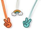 Soolla Studio Ties, Clay Bag Ties & Tool Wraps, 3-Packs, Rainbow, Orange & Blue Peace Signs, Pottery & Ceramic Bag Closure (Mixed)