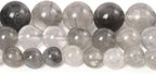 60pcs 6mm Natural Stone Beads Greystone Crystal Beads Energy Crystal Power Gemstone for Jewelry Making, DIY Bracelet Necklace