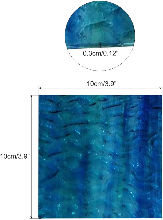 MECCANIXITY Stained Glass Sheet Mosaic Tile 3.9 Inch x 3.9 Inch Bright Blue Stained Glass Sheets for Crafts DIY, Art Project