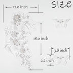 Flower Pearl Fabric Rhinestones Beaded Lace Applique,3D Butterfly Embroidered Lace Patch for Clothes,Dress (White)