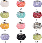 100 Pieces 14mm European Large Hole Spacer Beads Mix Color with Silver Brass Cores Assortments Charm Lampwork Beads Supplies for Necklace Bracelets Jewelry Making (Bayberry ball)