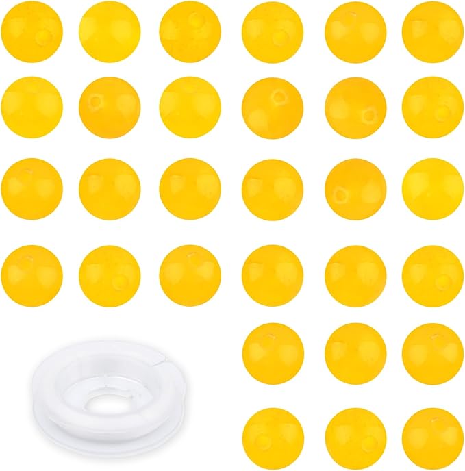 Natural Genuine Stones DIY Tiger Eye Round Spacers 8mm 100pcs Beading Loose Gemstone Hole Size 1mm Charm Smooth Beads for Bracelets Necklaces Earrings (Yellow Jade 8mm)