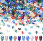 300pcs Glass Crystal Teardrop Beads 6X8mm Drop Glass Spacer Beads Colorful Clear Electroplated Color Crystal Beads for DIY Jewelry Bracelet Making (Facet Drop)