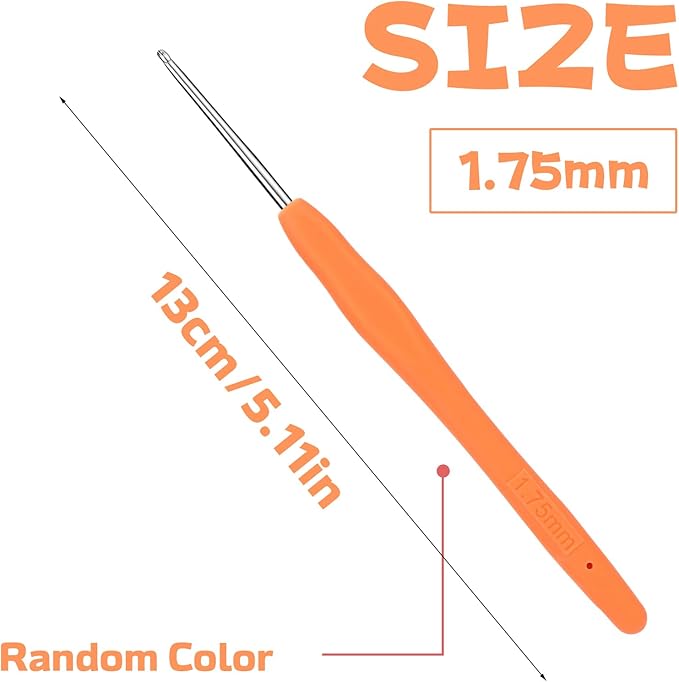 1.75 mm Crochet Hook, Ergonomic Handle for Arthritic Hands, Extra Long  Knitting Needles for Beginners and Crocheting Yarn (1.75 mm)