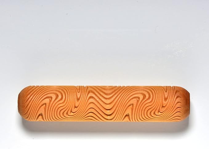 MKM Pottery Tools Wood Big Hand Rollers for Clay (BHR-79 Psychedelic Wave)