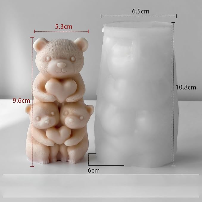Cylinder Animal Molds Bear Candle & Resin Mold - Resin Casting Silicone Molds for Home Decor & Candle Making Wave Spiral Mold
