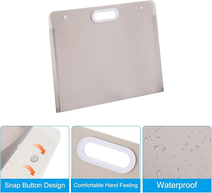 PATIKIL 17 x 14 Inch Plastic Art Portfolio, Large Art Storage Bag with Handles, Waterproof Folder Container for Artwork Drawing Sketch Poster Photography Diamond Painted, Clear Gray