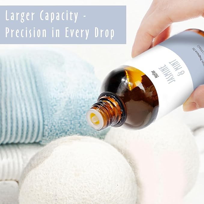 Jasmine & Mint Fragrance Oil, MitFlor 3.38 OZ/100ml Hotel Diffuser Oils,Premium Grade Fragrance Oil for Soap & Candle Making Scent, Aromatherapy Essential Oil, Fresh Scent for Home Fragrance