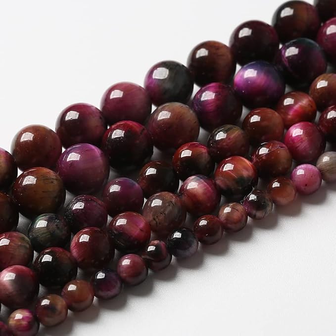 38pcs 10mm Top AAA Natural Tiger Eye Beads for Jewelry Making Rose Red Starry Sky Tiger Eye Stone Round Loose Beads DIY Bracelet Necklace Earrings