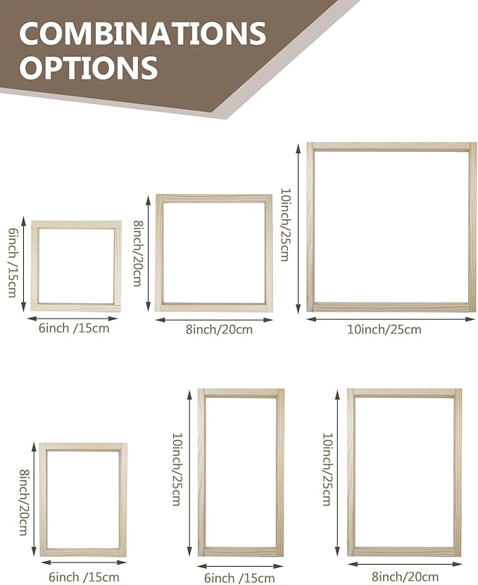 12-Piece of Wooden Canvas Stretcher Bars - 3 Sizes for Seamless Needlepoint Creations, with Tacks, Serving as Prime Stretcher Bars for Needlework Projects, Embroidery Stitch Frame Set(6,8,10 Inch)