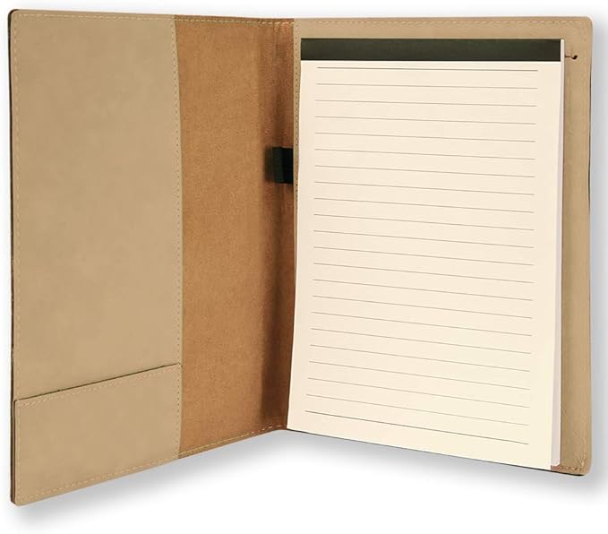 Small 7" X 9" Portfolio Notepad, Monarch Butterfly, Personalized Engraving Included (Light Brown)