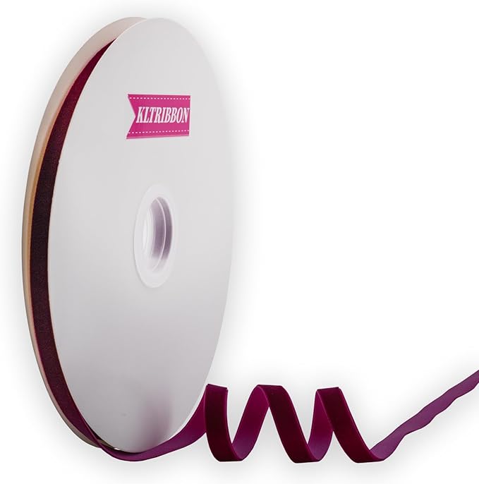 Vintage Wine Velvet Ribbon Single Face,3/8 Inch X 25 Yards,for Sewing, Gift Wrapping, Jewelry Making, Wedding Decorating