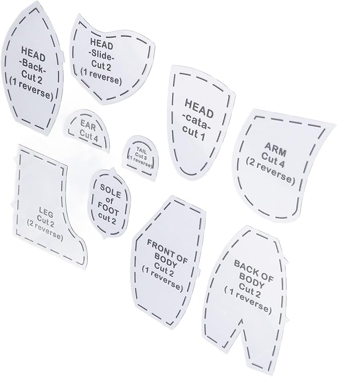 Memory Bear Sewing Pattern, 12 inch DIY Quilting Templates, Acrylic Material for Teddy Bear Making