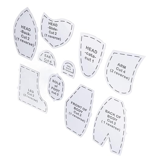 Memory Bear Sewing Pattern Templates Set, 10 Inch Acrylic DIY Stuffed Animal Quilting Kit for Craft Lovers