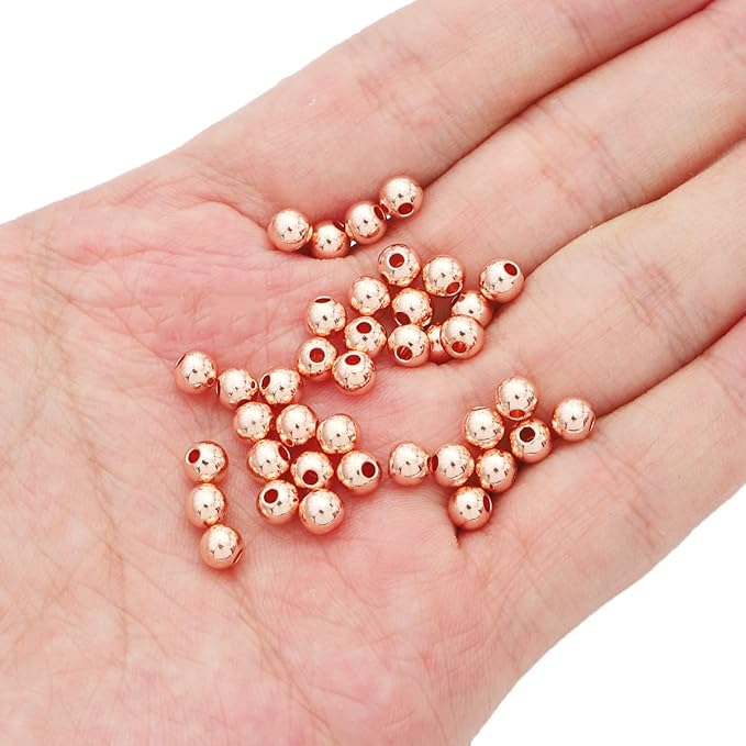 Rose Gold Plated Round Spacer Beads 5mm 60pcs for Jewelry Making Findings Non Tarnish