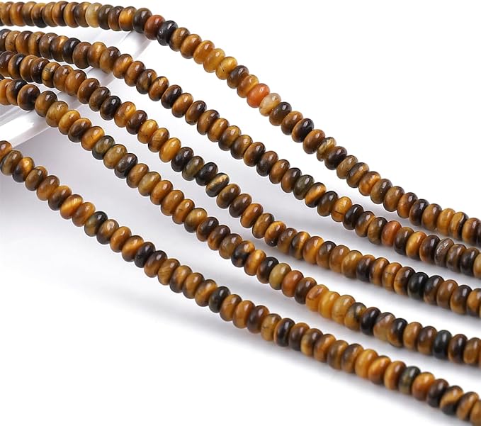 Natural Yellow Tiger Eye Spacer Beads Caps Rondelle Disk Loose Beads for Beading Jewelry Making 4mmx2mm 38cm