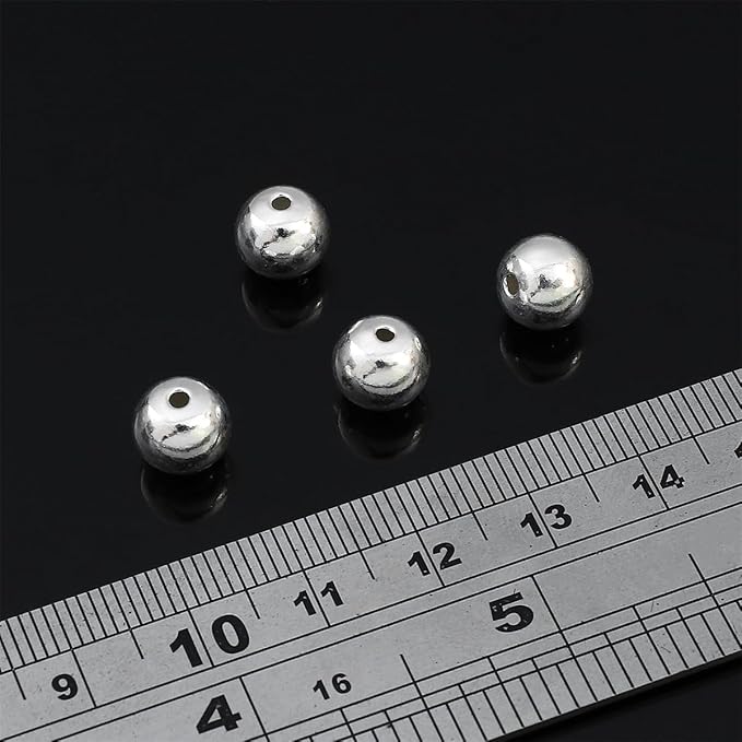 925 Sterling Silver Round Beads 8mm 4pcs for Jewelry Making Findings