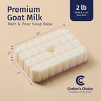 Crafter's Choice Premium Glycerin Melt and Pour Soap Base for Soap Making and DIY Crafting Projects, 2LB Block (Goat Milk)