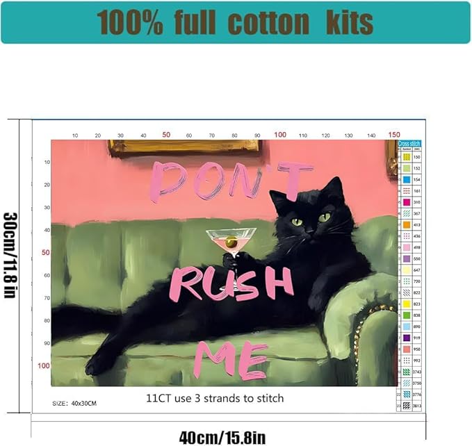 Lzyueyuan Cat Stamped Cross Stitch Kits for Adults Beginner, AbstractCross Stitch Ornament Kits Counted Embroidery Needlepoint Kits Home Decor 15.7 X 11.8 inch