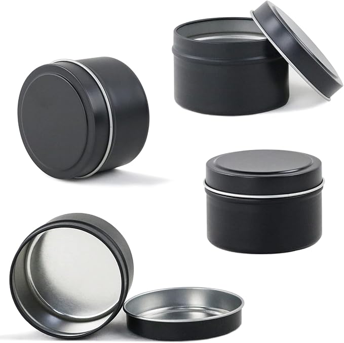 EricX Light Candle Tin 24 Piece, 4 oz, for Candle Making, Black