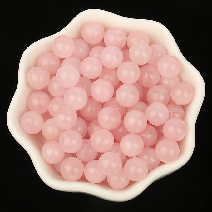 60pcs 6mm Natural Stone Beads Rose Quartz Beads Crystal Gemstone for Jewelry Making, DIY Bracelet Necklace