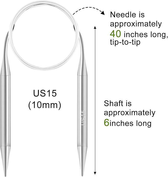 10 mm Circular Knitting Needles US15 |40 inches/100 cm | Suitable for Beginners to Knit Sweaters, Scarves, Blankets and Other Projects!