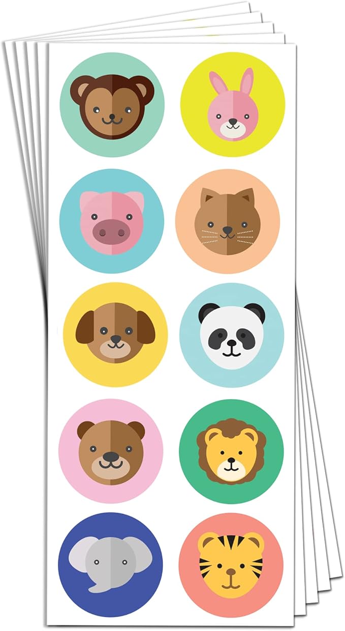 40 Sheets - Animal Stickers Sheets - 400 Stickers, 1.5"