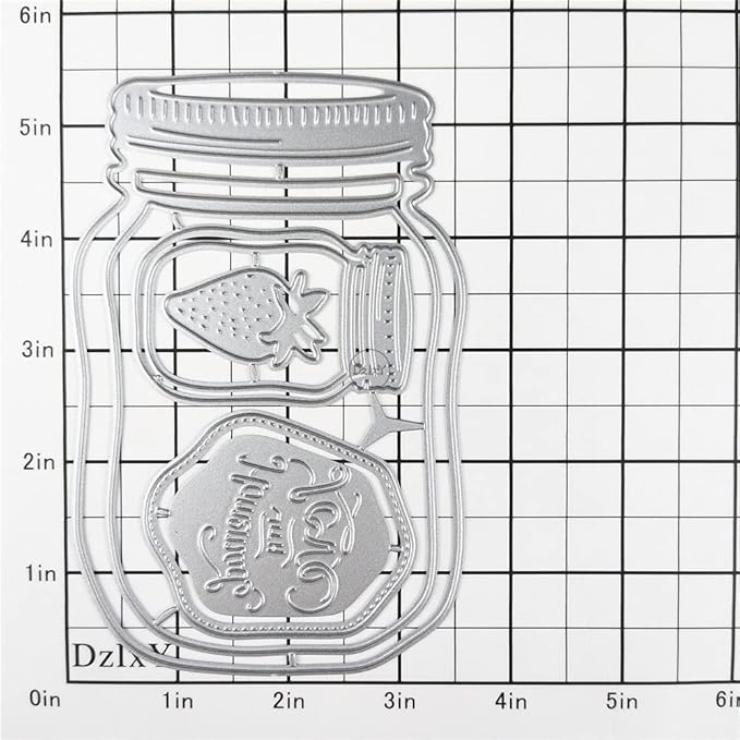 DzIxY Delicious Bottle Strawberry Metal Cutting Dies for Card Making Embossing Paper Die Cuts Sets Album Scrapbooking Templates Stencils Storage Pockets